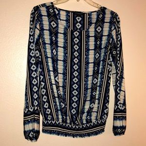Liverpool Blouse Long sleeve blouse! Navy, wht, blk design size Small NWOT